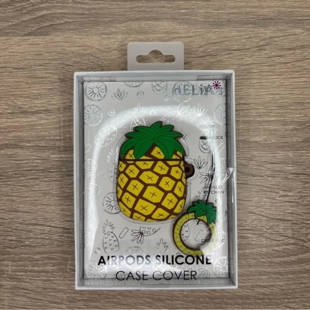Delia*s Pineapple AirPods Silicone Case Cover NEW